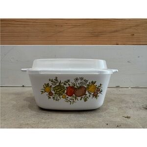 Vintage CorningWare Spice of Life Casserole Dish with Plastic Lid